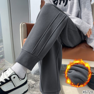 กางเกงกีฬาผู้หญิงหนาและอบอุ่นด้านในขนแกะนิวโมร์ฟิสิกส์สองด้าน กางเกงวอร์มฤดูใบไม้ร่วงและฤดูหนาว ทรงเอวสูง กางเกงขายาวทรงห้าส่วน