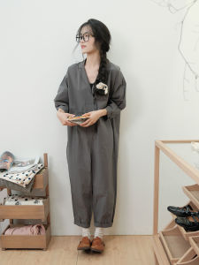 Comfortable Pure Color Button Plaid Bib Overalls Korean Harajuku Style Early Spring New Creative Design Commute Wide Leg Pants