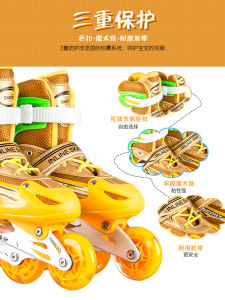 Adjustable Roller Skates Childrens Full Set Straight Line Ice Skating Shoes Boys Girls Beginners Flashing Inline Skates