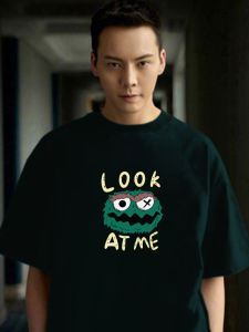 Áo Thun Nam Tay Ngắn Mùa Hè in Họa Tiết Hoạt Hình Màu Xanh Lá Cây Cotton Phong Cách Mỹ Thời Trang Nam Áo Thun Thoáng Khí