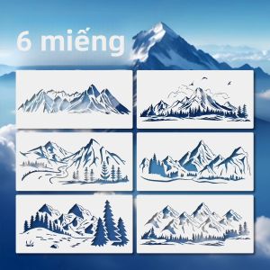 6 Chiếc Phong Cảnh Núi Khuôn Tranh 15X30Cm Có Thể Tái Sử Dụng Tự Làm Tranh Bản Mẫu Cho Tường Gỗ Vải Giấy Trang Trí Nghệ Thuật Dụng Cụ