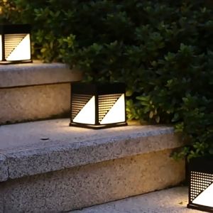 Vimite Solar Column Head Lamp Intelligent Light Control Outdoor IP65 Waterproof Willa Garden Lawn Ground Fence Warm White Decorative Lamp