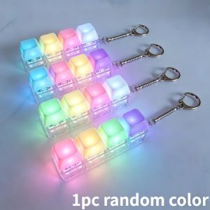 1/2PCS LED Macaron Keyboard Fidget Toys with LED Light Keychain Sensory Fun Toys for Anxiety Decompression