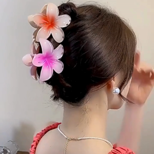 L4 - JEPITAN RAMBUT BUNGA KAMBOJA GLOSSY 8CM MODEL KOREA / JEDAI SALON FLOWER KOREAN STYLE