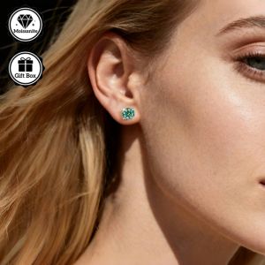 LAMVOICE Jewelry for Women/Stud Earrings with 0.2-4 Carat Aquamarine Moissanite Hypoallergenic Earrings Christmas Gift for