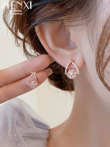 WENXI | Rose Gold Unique Zircon Cross Women Earrings