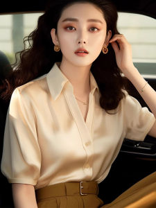 French Style Elegance Affordable Luxury Style Apricot Polo Collar Short Sleeve Shirt Womens Summer New Arrival Classy Young Super Nice Tops