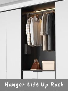 Aluminum Alloy Closet Pull Down Lifter Hanging Clothes Pole for Wardrobe With Expandable Rods Clothes