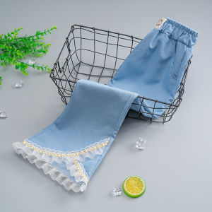 Quần Ống Loe Mùa Hè Cho Bé Gái Quần Dài Thoáng Khí Mỏng Thời Trang Chống Muỗi Quần Áo Trẻ Em Viền Hoa Quần Áo Trẻ Em