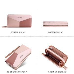 IELGY Ví Nữ Dài Khâu Màu Tương Phản Sức Chứa Lớn