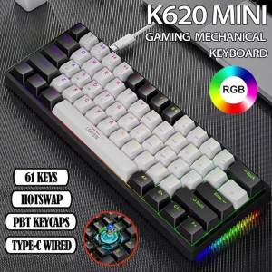 NexusClick K620 Mini Wired Mechanical Keyboard61 Key Hot-Swap Custom KeyboardType-C Cable PBT Keycap Gaming Compurter Keyboard