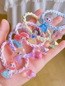 Korean Style Cute Cartoon Mermaid Snow White Braided Hair Ties 5pcs Girls Sweet Hair Bands Students Fashion Hair Accessories