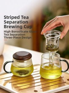 YIHUTEA | Separate Tea and Water Heat-Resistant Personal Office Use Glass Teacup