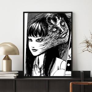 Fashion JJ-Junji Ito Tomieful Poster Waterproof Self-Stick | Durable Decor | Ideal for Bedroom Kitchen & Entryway