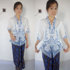 Atasan Kebaya Encim Bordir Remaja Dewasa Lengan 3/4 Amanda Warna Putih