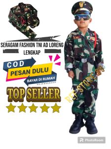 SERAGAM BAJU KOSTUM PROPESI FASHION ARMY ANAK LENGKAP USIA 2-12 TAHUN