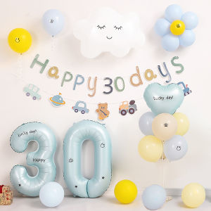 Balloon Decorations Boys Girls Baby 30 Days Hundred Days Moon Celebration Photography Props Background Indoor Vintage Style