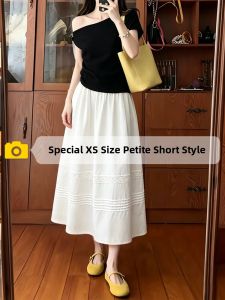 ZIYAN | Petite French Elegant White A-line High Waist Mid-length Skirt