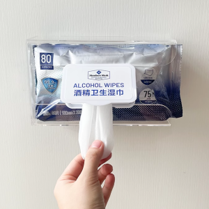 Alcohol Wipes Storage Box Wall Mounted Paper Towel Holder No Drilling Required Acrylic Rectangular Organizer for Home