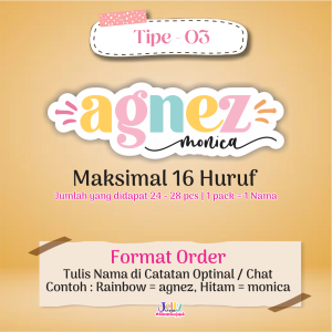 Stiker Nama Aesthetic Pastel Rainbow Sticker Label Custom Waterproof