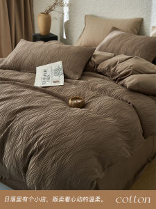 Luxurious Pure Cotton Bedding Set Class a Floral Embroidery Double Layer Bed Sheet Bed Skirt Three Piece Set New Model