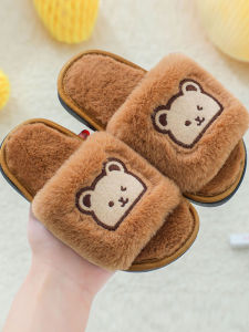 Kids Cotton Slippers Girl Autumn and Winter Indoor Warm Cute Stuffed Toddler Children Teens Home Parent-Child Sandals For Home
