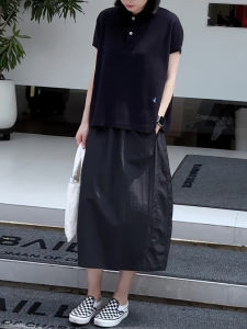 UYFY | เสื้อยืดคอโปโลสีดำลำลองสำหรับผู้หญิงในช่วงฤดูร้อนปี 2025 เสื้อแขนสั้นคอกลมสไตล์ใหม่ที่สวมใส่สบายสำหรับการเดินทางไปทำงาน