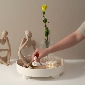 New Nordic decoration Vanity Counter Tray Round Elegant Cosmetic Holder for Cosmetic Candle Art Piece