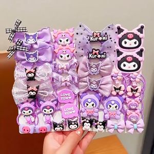 18Pcs/Set Kuromi Hair Ties Sanrio Rubber Band Hair Rope Girls Hair Accessories