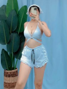 Summer short ruffles taslan for women fit up to large size