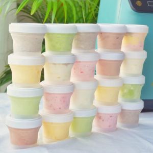 5Pcs 100/200/300/500ML Disposable Food Storage Box Food Grade Transparent Dessert Cups Container with Flat Lids for Ice Cream Cupcake