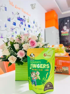 Bánh ăn dặm PAPAPUFFS FINGERS - Vị RONG BIỂN&CÀ RỐT - 100% Ngũ Cốc Hữu Cơ - CHO BÉ DỊ ỨNG ĐẠM SỮA BÒ & CHÀM SỮA - Gói 50G - (MSMV: 8938549094032)