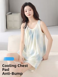MiiOW | Cat Woman Summer Sleepwear Loose Sleeveless Womens Set With Chest Pad Cool Feeling Short Pants Home Clothes Outdoor Wear