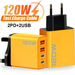 4พอร์ต120W USB C ชาร์จเร็ว3.0ชาร์จเร็ว Type C USB อะแดปเตอร์ชาร์จโทรศัพท์สำหรับ iPhone 15 14 13 Samsung Xiaomi