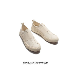 รองเท้าผ้าใบ CHARLIEEY สีพื้น ทรงหุ้มข้อสูง ทรงหุ้มข้อต่ำ สำหรับผู้ชายและผู้หญิง สไตล์ย้อนยุค รองเท้าส้นแบนแบบสวมสบาย