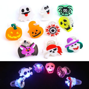 10pcs Glowing Luminous Rings Cartoon LED Light Halloween Flash Children Toys Party Decoration Supplies Kids Gifts