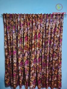 7ft. Vintage Floral Curtain | Back Tab | Blockout | Brocade Fabric - JOEFFATS GARMENTS