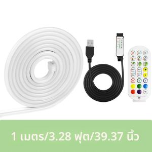 USB ไฟเชือกนีออนไฟ LED เชือกแบบยืดหยุ่นควบคุม APP/รีโมท ซิงค์เพลง GAMING แถบแสงนีออนสําหรับห้องนั่งเล่นห้องนอน