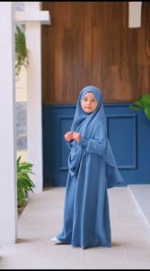 Malano Style - Baju Gamis Anak Perempuan 3-12 Tahun French Khimar Nayla Set Hijab Syari Terbaru