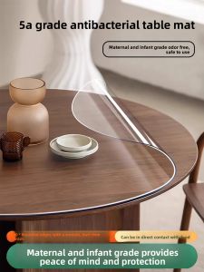 Transparent PVC Tablecloth round Table Mat Waterproof Oilproof Heat Resistant Modern Simple Style Home Dining Table Decoration