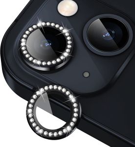 3-2Pcs For IPhone 17 16 15 Pro Max 14 Plus 13 12Mini Glitter Diamond Tempered Glass Camera Lens Protection Screen Protector Film