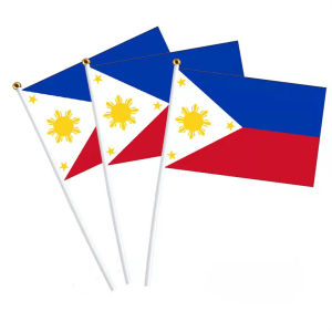 Set of 10 Philippine Flag with Stick Mini Philippine Flaglets Hand Waving Flag with 30cm Stick