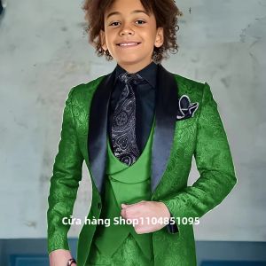 Bộ Vest Tuxedo Jacquard 3 Món Cho Bé Trai Gồm Áo Khoác Áo Ghi Lê Và Quần Trang Phục Dạ Hội Cho Trẻ Em Từ 2-18 Tuổi Thích Hợp Cho Đám Cưới Sinh Nhật Biểu Diễn Sân Khấu