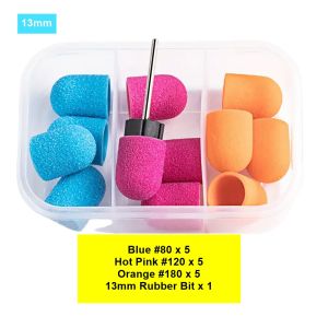 15Pcs 13*19Mm Sanding Caps + 1 Sanding Cap Shaft Nail Drill Polishing Set Professional Nail Polishing Caps for Removing Acrylic