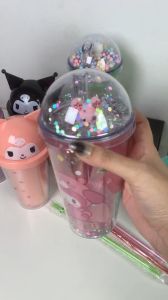 แก้วน้ำแบบเจล2ชั้น ฝาโดม ในแก้วเป็นเนื้อเจล สุดน่ารัก พร้อมตัวการ์ตูน ขนาด450ml. ฟรี!!หลอดพลาสติกแข็ง พร้อมส่ง
