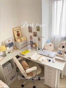 JIAJU White Study Table 25MM Thickened Plate Writting Desk/Meja Sstudy/Thickened Table Computer table/Meja Belajar/Meja komputer Rounded Corners 圆腿桌