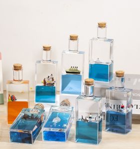 Creative Square Ferris Wheel Canoe Fluid Drifting Bottle Stress Relief Oil Drop Sand Bottle Desktop Bar Decoration Birthday Gift