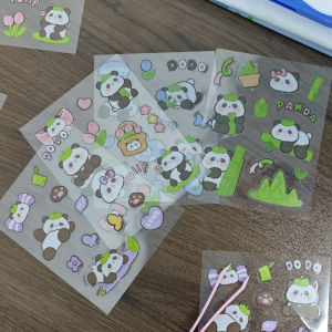 สติกเกอร์ลายการ์ตูนแพนด้า 4 ชิ้น สติกเกอร์ตกแต่ง DIY สำหรับแล็ปท็อป โทรศัพท์ ไดอารี่ น่ารัก ลายสัตว์เลี้ยง ใส กันน้ำ ของเล่นเด็ก ของขวัญ