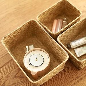 MERCUR Handmade Container Fruit Storage Box Storage Baskets Picnic Basket Woven Seagrass Straw Rattan Basket