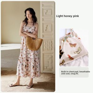 yuenei | YueNei Womens Modal Sleepwear Summer Butterfly Dress Strapless Midi Dress Comfortable Breathable Nightgown Casual Home Clothes